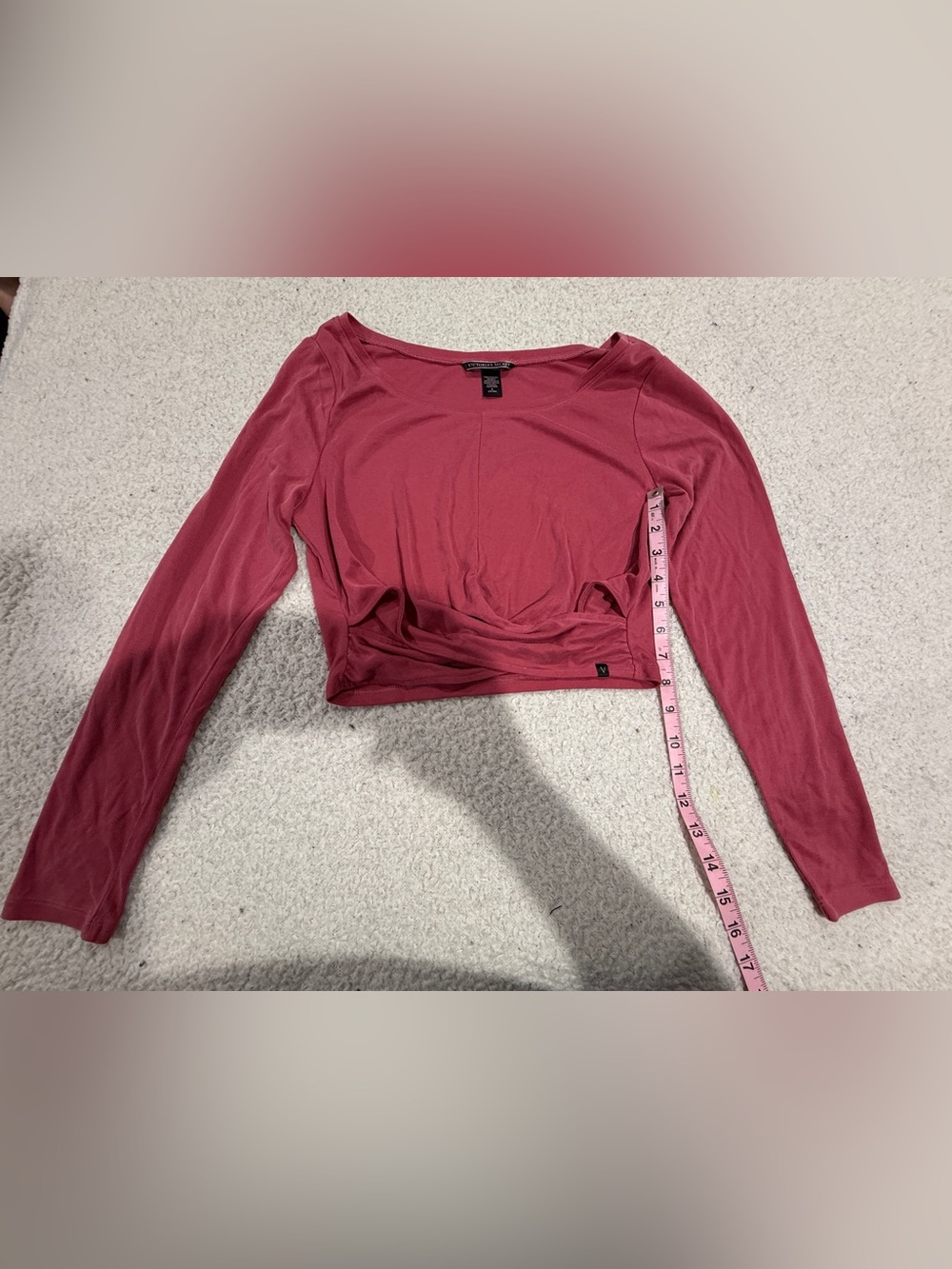 Victoria's Secret Rose Pink Long Sleeve Cropped Top